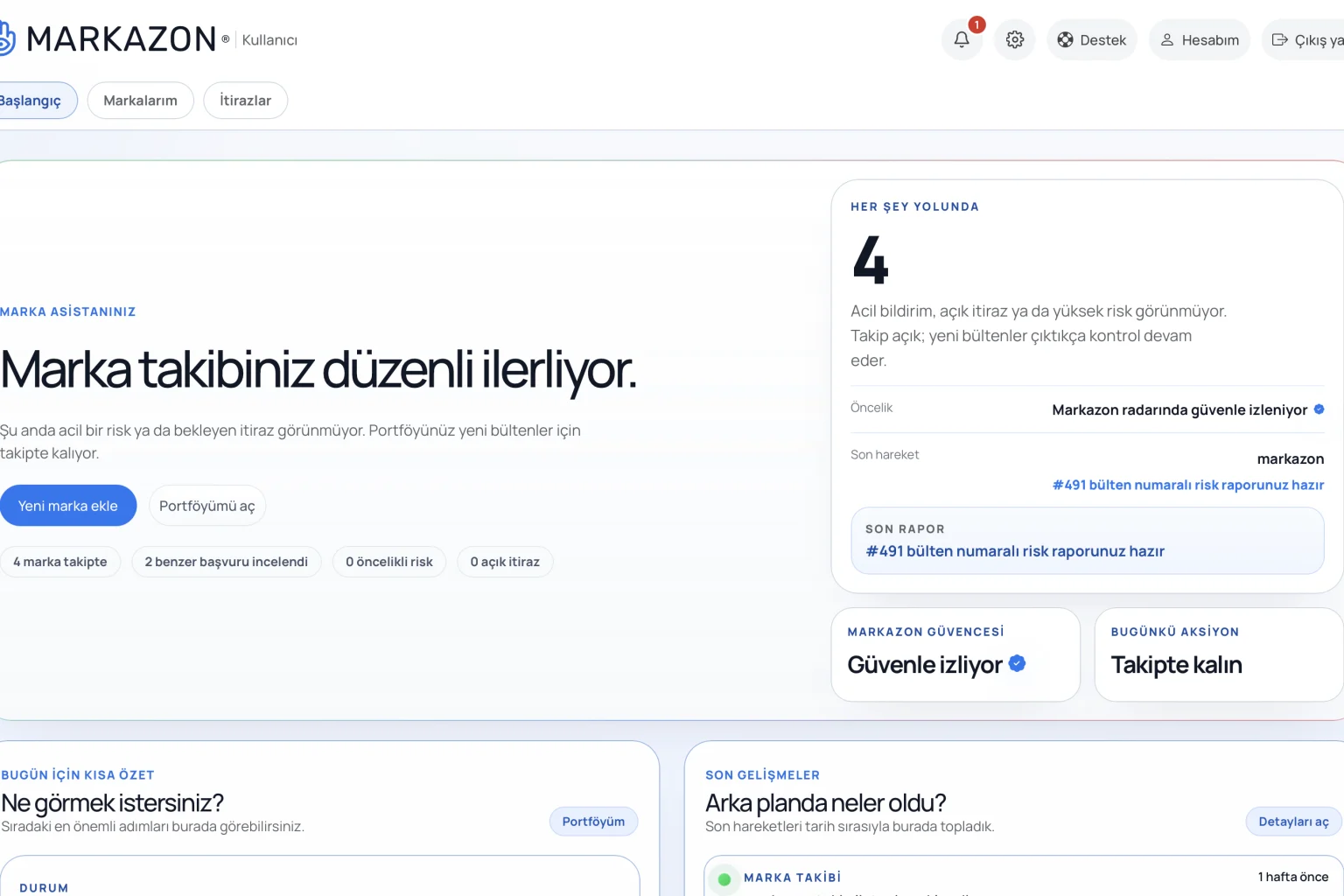 Markazon kullanıcı ekranı
